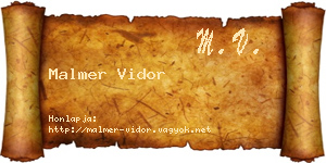 Malmer Vidor névjegykártya